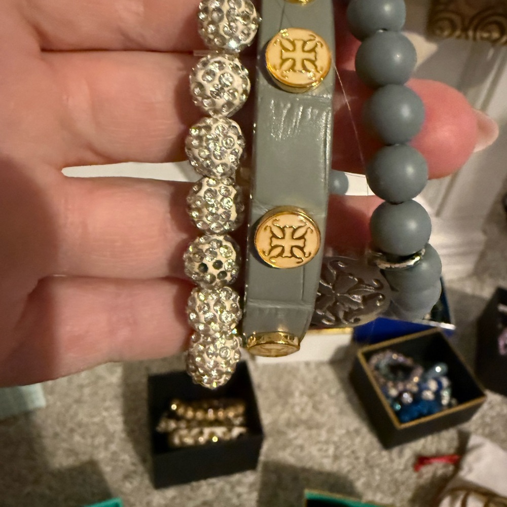 Rustic Cuff Elegant Gray and Gold Bracelet Set